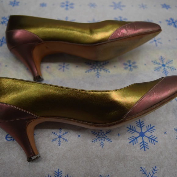 MAUD FRIZON Paris Women Gold Rose Gold Italian Leather Pumps  MAUD FRIZON Paris Gold Rose Leather Pumps 35.5